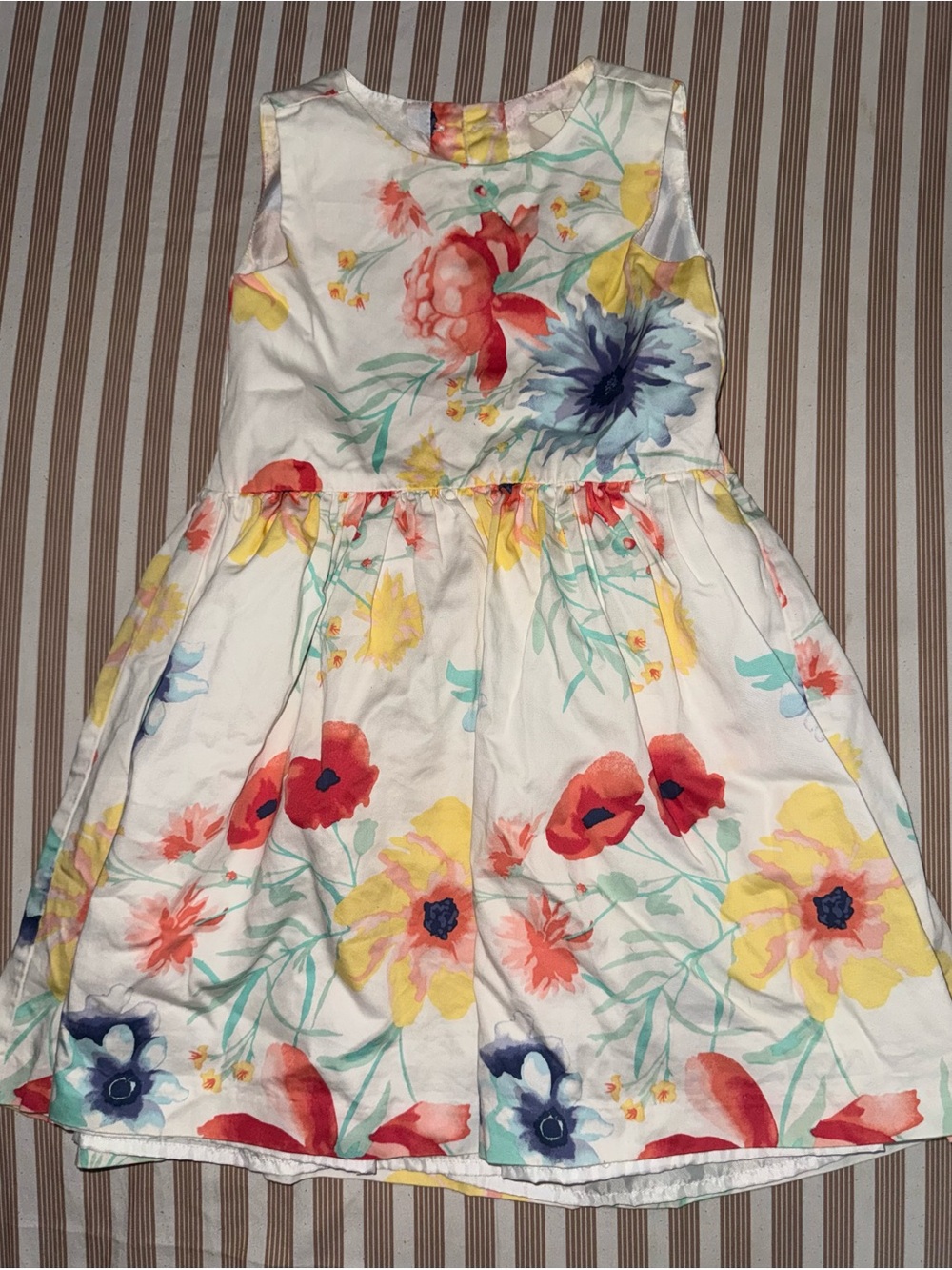 Crazy 8 White Floral Sundress with Red, Yellow, Blue, Pink, Green Accents